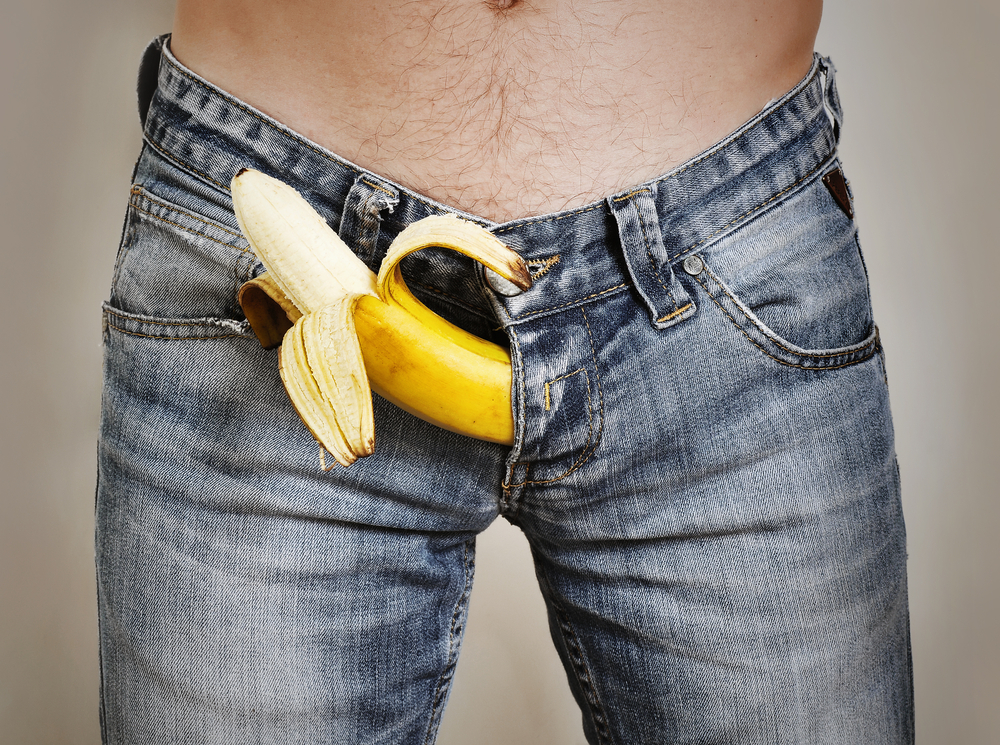 banana,sticking,out,of,men's,jeans